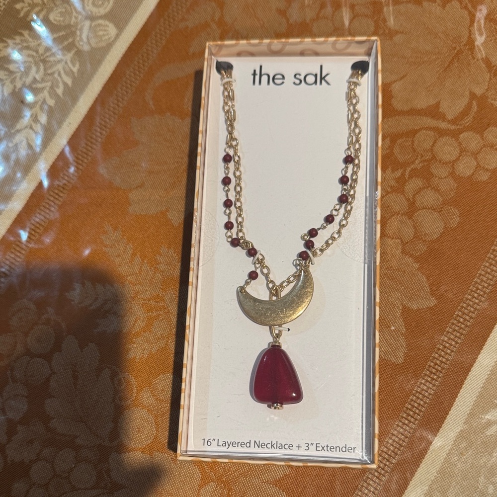 The Sak Gold and Deep Red Pendant Necklace